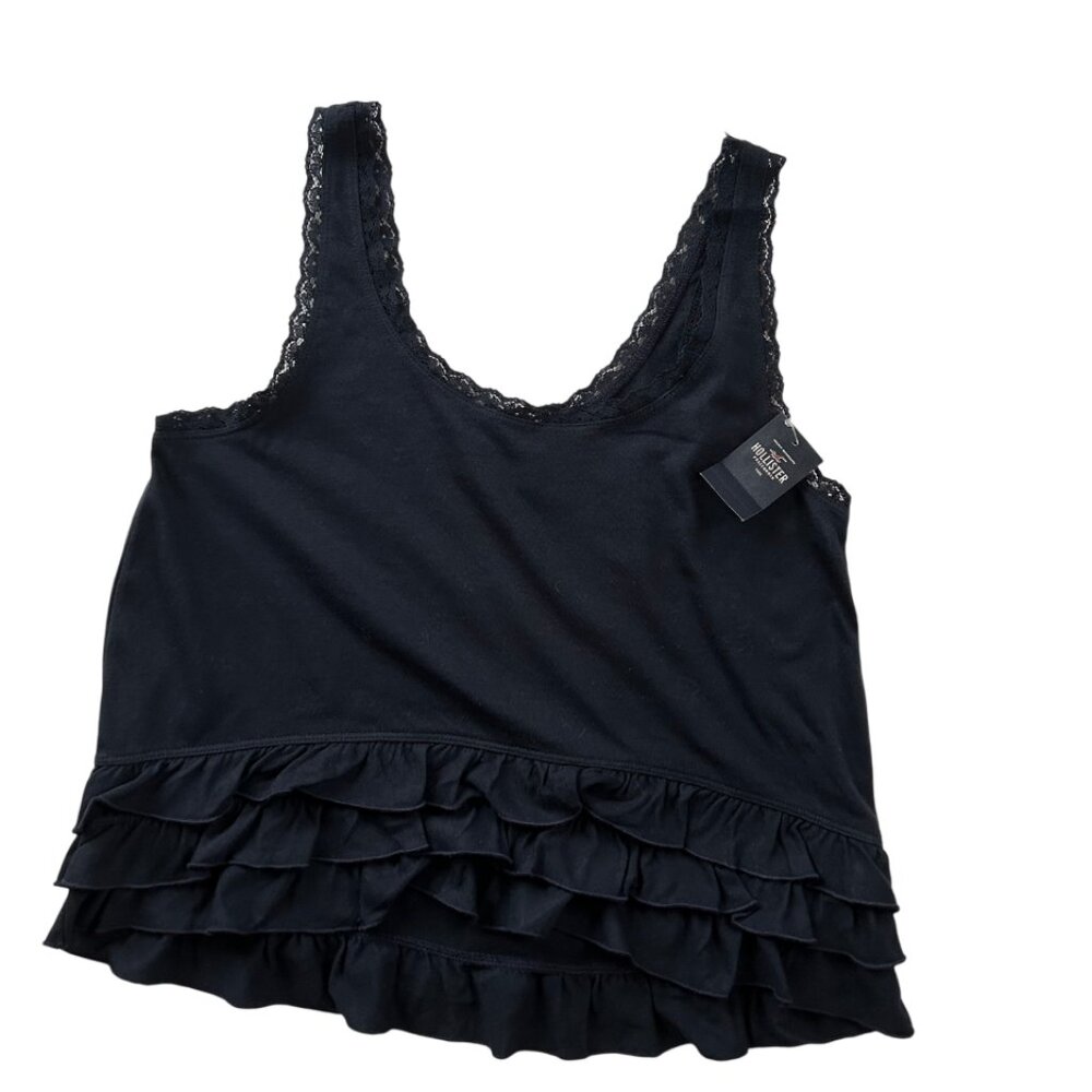 Hollister.Women's Tank Top Blouse Lace Trim Ruffles Tiered Sleeveless NWT